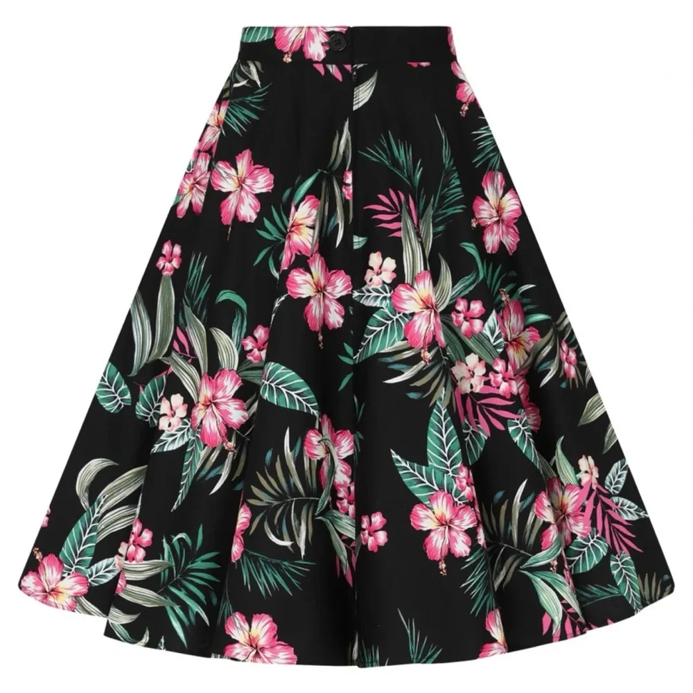 Hell Bunny Kalani 50’s Tropical Flower Pinup Swing Skirt 2X — fits 1X - Picture 13 of 15
